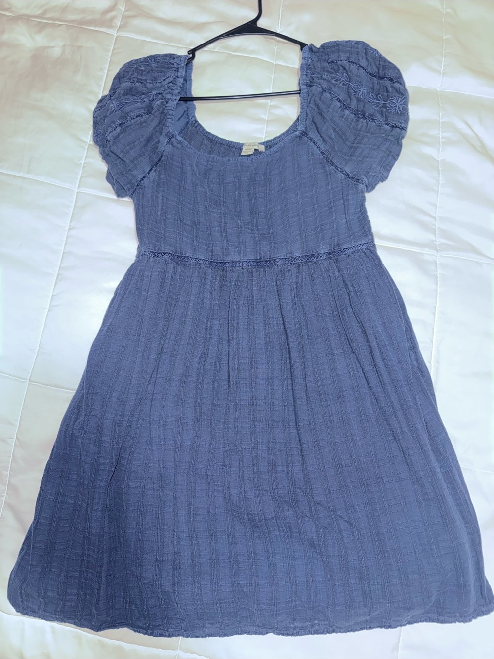 American Eagle Outfitters Blue Puff-Sleeve Dress